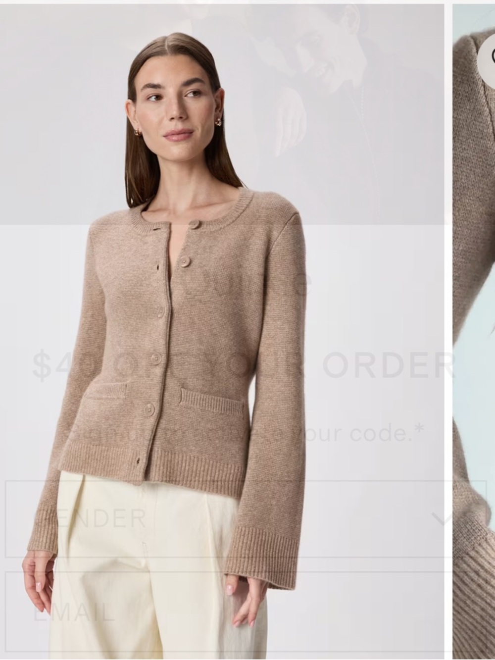 Quince  Mongolian Cashmere Structured Cardigan Sweater Oatmeal Size Small - Picture 7 of 7
